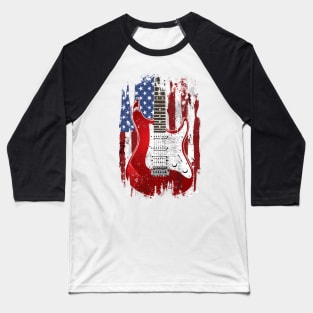 Electric Guitar American Flag Patriotic Guitarist Gift Baseball T-Shirt